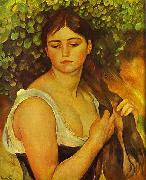 Pierre-Auguste Renoir Girl Braiding Her Hair Sweden oil painting artist